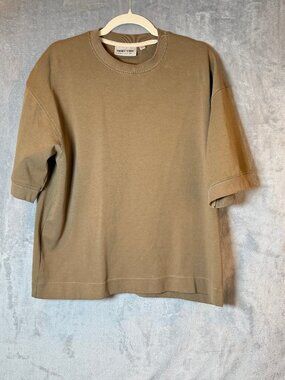 Boxy Oversized Minimalist T Shirt Brown Wide Fit L
